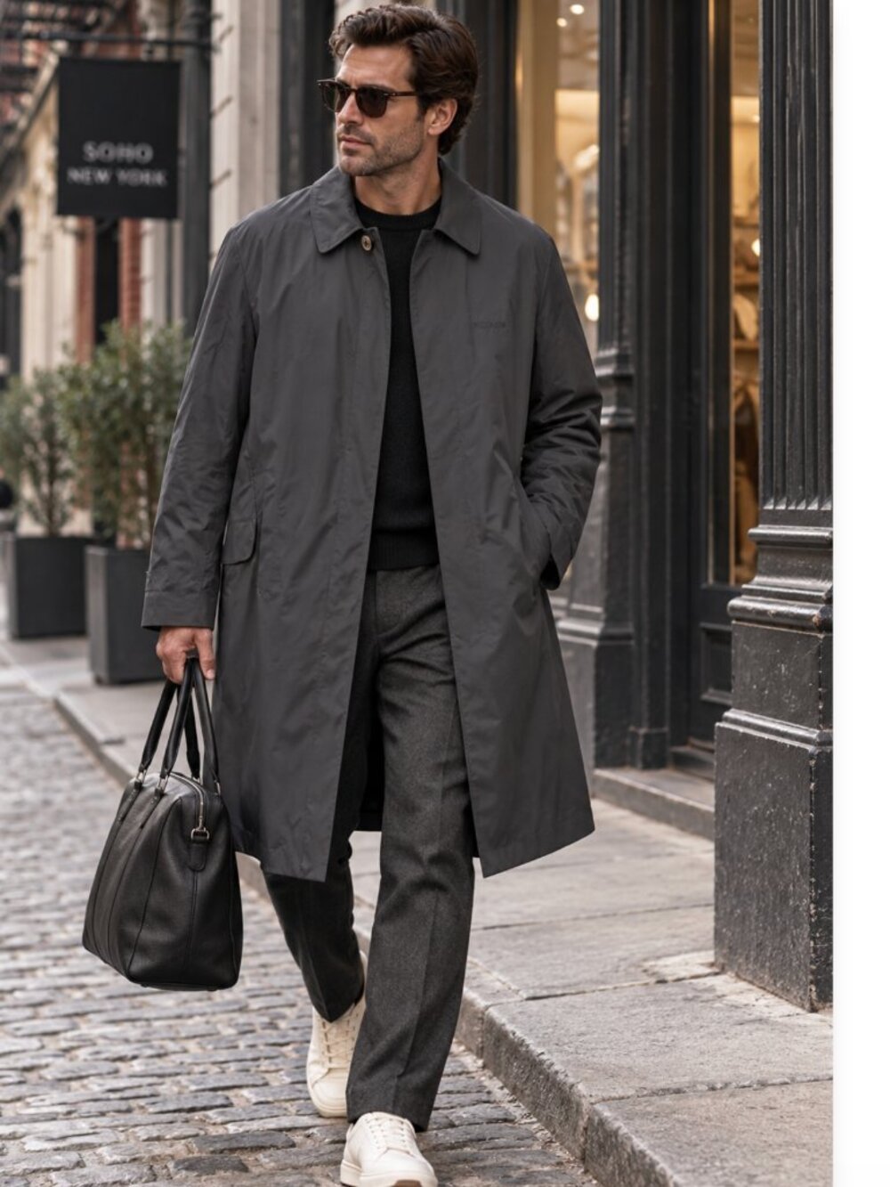 LORO PIANA Storm System Men's Italian Luxury Old Money Black Overcoat size large